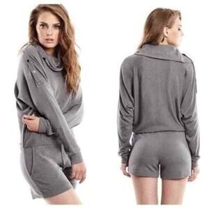 BCBGMaxazria Dolman Sleeve Cowl Neck Womens Blue Romper Size S